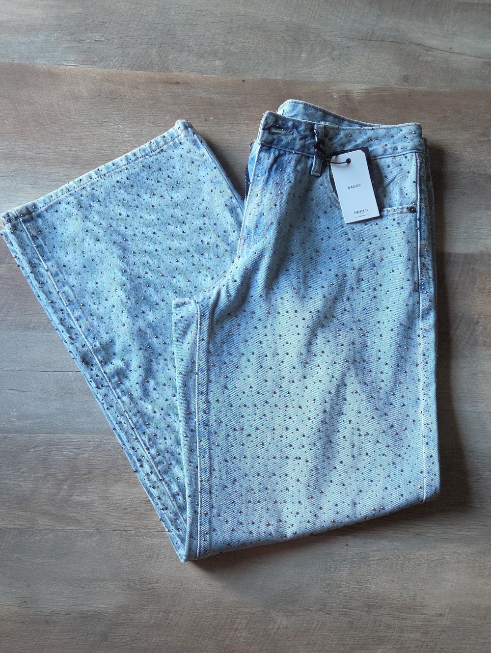 Forever 21 Rhinestone Baggy Jeans Size 29